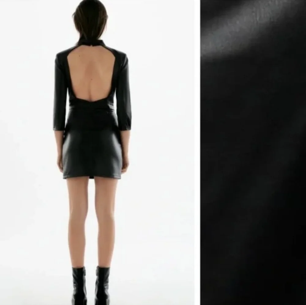 NWT Zara Faux Leather Cutout Back Mini Dress, Size M - Picture 5 of 10